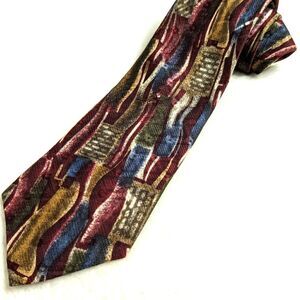 Vintage Men's 100% Silk Tie  - Abstract Motif   - Made in Italy